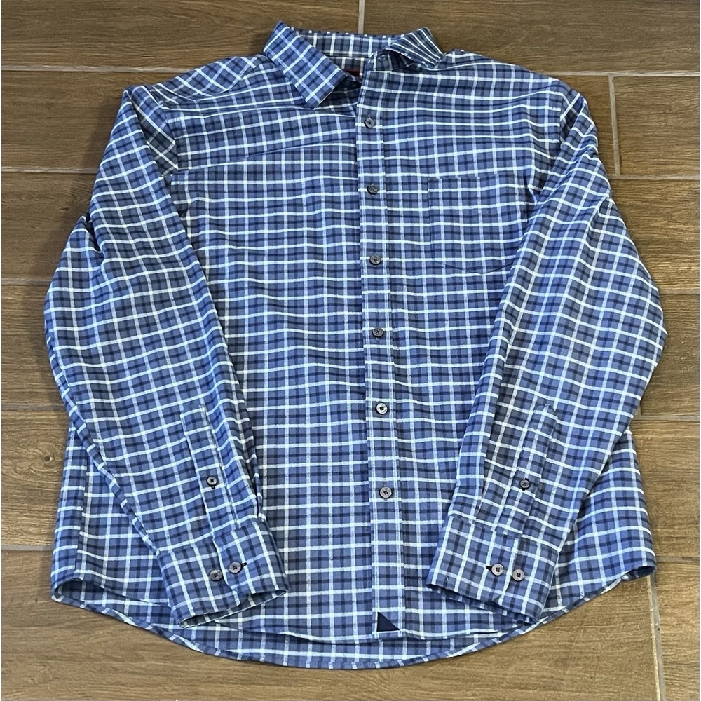 UNTUCKit Flannel Shirt Mens XL Blue Plaid Hofstatter Long Sleeve Stretch